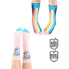 Denokids Rainbow Star Kız Çocuk 2li Soket Çorap Takım