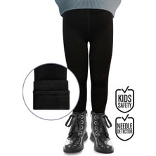 Denokids Unisex Çocuk Pamuklu Siyah İçi Havlu Tayt 4-11 Yaş