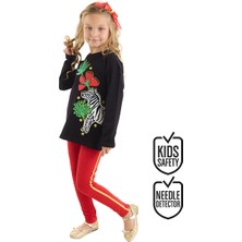 Mshb&G Çiçekli Zebra Kız Çocuk T-Shirt Tayt Takım