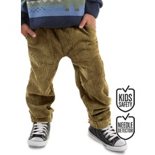Denokids Erkek Çocuk Kadife Haki Beli Lastikli Pantolon 3-10 Yaş