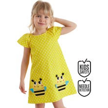 Denokids Puanlı Arılar Kız Çocuk Elbise Eğlenceli Tema ile Şık Tasarım Türkiye Menşeli