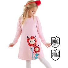 Denokids Uğur Böceği Çiçekler Kız Çocuk Elbise