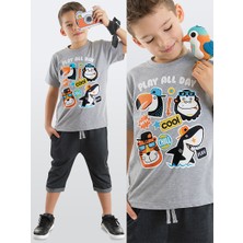 MSHB&G Cool Animals Erkek Çocuk T-Shirt Kapri Şort Takım