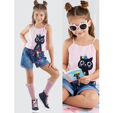 MSHB&G Çiçek Bahçesi Kız Çocuk T-Shirt Denim Şort Takım