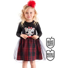 Denokids Kız Çocuk Elbise Kokoş Kedicik Desenli Günlük Stil ile 8 Yaş İçin Şık Seçim