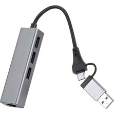 USB 3.0 To Ethernet RJ45 Lan Hub 1000MBPS 3 Adet USB 3.0 Çıkışlı Ethernet Adaptörü Type-C Rj4