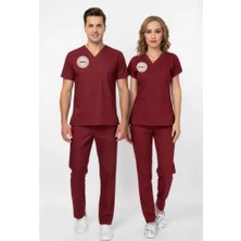 Onora Unisex Bordo Lisans/lisans Üstü Sağlık Meslek Mensupları Scrubs Takım(Yeni Yönetmeliğe Uygun)Arma Yanında Gönderilecektir