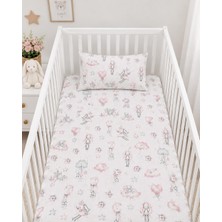 Minora Baby & Kids Minora %100 Pamuk Ranforce Anne Yanı Park Yatak Lastikli Bebek Çarşafı ve Yastık Kılıfı Seti 70X120 - 35X45-MAVİ Ayı