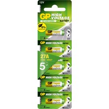 Batteries GP27A Süper Alkalin 27A/MN27 Boy Pil, 12 Volt, 5'li Kart