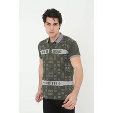 Demir Grup cc Erkek Yakalı Slim Fit Baskılı T-Shirt - Haki