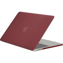 MacBook Pro 13 Inç ile Uyumlu Ultra Ince Hava Kanallı Crystal Fit Kılıf (Kırmızı Şarap)