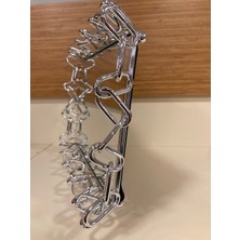 Plus Home Tepsi Dekoratif Dikdörtgen Aynalı Pirinç Zincir Model Ortaboy Renk Gümüş Çapı 34X24 cm