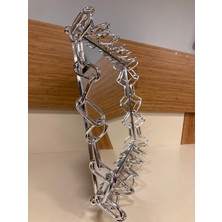 Plus Home Tepsi Dekoratif Dikdörtgen Aynalı Pirinç Zincir Model Büyükboy Renk Gümüş Çapı 39X29 cm