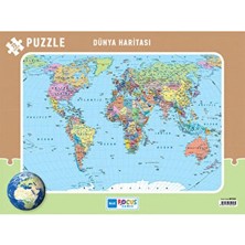 Defne Store Blue Focus 72 Parça Dünya Haritası Frame Puzzle