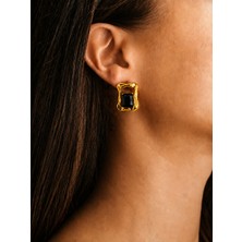 Haki Store Gold Frame Taşlı Tasarım Kadın Küpe