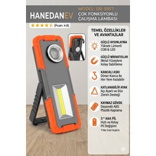 Hanedanev Çok Fonksiyonlu Cob LED Çalışma Lambası - Mıknatıslı, Kancalı, Ayaklı Fener El Tamirci Lambası