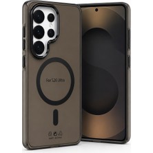 Arkay Samsung Galaxy S26 Ultra Uyumlu Magsafe Mıknatıslı Siyah Şeffaf Sert Mika Premium Kılıf Aleminyun Çerçeve Ve Aleminyum Tuşlar