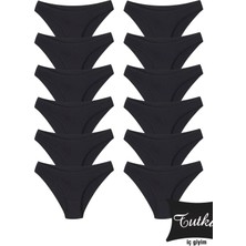 Tutku Kadın 12’li Siyah Pamuklu Likralı Bikini Külot