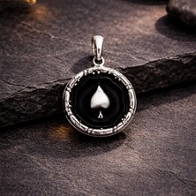 Ebrar Silver Gümüş Maça Kolye Ucu 925 Ayar Gümüş Mini Maça Figürlü Unisex Kolye Ucu Iskambil Kartı Kolye Ucu