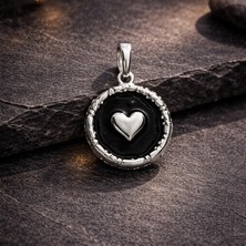 Ebrar Silver Gümüş Kupa Figürlü Kolye Ucu 925 Ayar Gümüş Mini Kupa (Kalp) Figürlü Unisex Iskambil Kartı Kolye Ucu