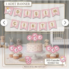 Dişim Çıktı Yazılı Banner-Diş Buğdayı SETI-20LI Ilk Diş Kürdan(Cupcake Süsü)