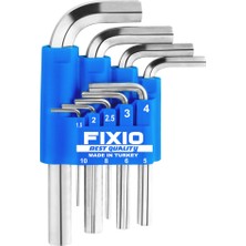 Fixio Fıxıo Kısa Allen Anahtar Takımı 9'lu (1.5 mm - 2.0 mm - 2.5 mm - 3.0 mm - 4.0 mm - 5.0 mm - 6.0 mm - 8.0 mm - 10.0 Mm)