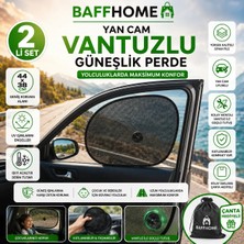 Baffhome Araç Yan Cam Güneşlik Perdesi 2'li Set Vantuzlu Katlanabilir Araba Güneşliği  Pratik Katlanır Yan Cam Perdesi