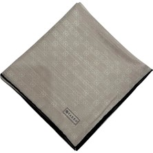 Vakko Pamuk Ipek Monogram Eşarp 44226-AÇIK Gri-Siyah