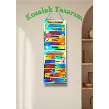 Kozalak Tasarım Days Of The Week Months Of The Year Afişi Okul ve Sınıflar Için Pvc Kaplı 2 Parça 22*60 cm