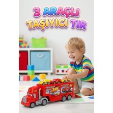Farbu Oyuncak Şimşek Mcqueen 3 Adet Yarış Arabası Taşıyıcı Tır Yan Panelleri Açılır Rampalı Oyun Seti