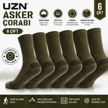 Uzn Socks 6 Çift Asker Çorabı – Pamuklu, Dayanıklı, Nefes Alan Uzun Konç Çorap
