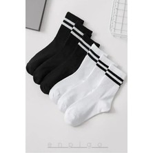 Uzn Socks 6 Çift Siyah Beyaz Kolej Spor Çorap Pamuklu