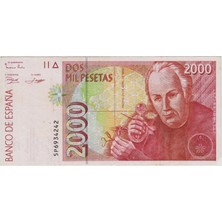 Banknoting Ispanya 2000 Peseta 1992 Alt Köşede Eksiği Var Çok Temiz.