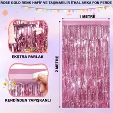 Montreal Std Ekstra Metalize Parlak Saçaklı Arka Fon Perde Rose Gold ( 1 Adet ) Atn