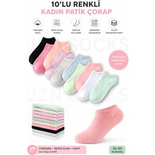 Uzn Socks 10’lu Renkli Kadın Patik Çorap – Yumuşak & Nefes Alan Günlük Konfor