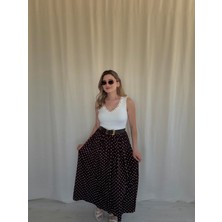 alis boutique puantiyeli krinkle midi etek