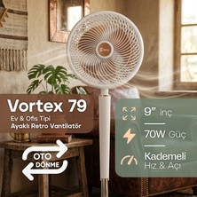 Feny Vortex 70W Ayaklı Retro Vantilatör Çift Motorlu 3 Kademeli Döner Başlıklı Sessiz Güçlü Fan