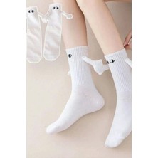 Uzn Socks Beyaz Mıknatıslı Halay Çeken Arkadaş Aşk Çorabı 1 Çift Pink Stil