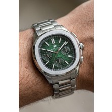 Beverly Hills Polo Club Gümüş Yuvarlak Kasa Erkek Kol Saati | 44 mm Çelik Kasa, Gümüş Çelik Kordon, Koyu Yeşil Kadran