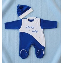 Biçomi Lucky Baby Kaşındırmayan Yumuşak Dokulu Çizgili Bebek Tulumu & Şapka Seti (0-6 Ay)