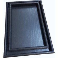 Mece Design 2’li Koyu Renk Ahşap Sunum Tepsisi – Bohem Doğal Servis & Organizer Tepsi Seti