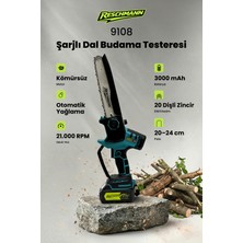 Reschmann R-M9108 Dal Budama Testeresi 21V 3 Amper Kömürsüz Motor Otomatik Yağlamalı Dijital Göstergeli