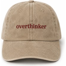 "overthinker" Estetik Söz Nakışlı Vintage Yıkamalı Beyzbol Şapkası