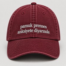 "pamuk Prenses Anksiyete Diyarında" Yazılı Eskitme Yıkamalı Kep Şapka