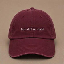 Best Dad In World Nakışlı Eskitme Yıkamalı Şapka Babalar Günü Özel Hediye