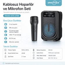 Greatnice GTS-2158 Kablosuz Bluetooth Hoparlör Mikrofonlu Taşınabilir Ses Sistemi USB Tf Kart Fm Radyo Şarjlı Speaker