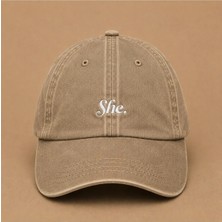 She. Nakışlı Vintage Yıkamalı Kep Şapka