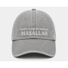 "tepeden Tırnağa Bir Markayım Maşallah" Yazılı Eskitme Yıkamalı Kep Şapka