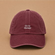 Go To Therapy (Terapiye Git) Nakışlı Vintage Yıkamalı Kep Şapka