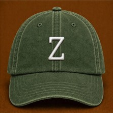 Kişiye Özel "z" Baş Harf Nakışlı Vintage Yıkamalı Beyzbol Şapkası